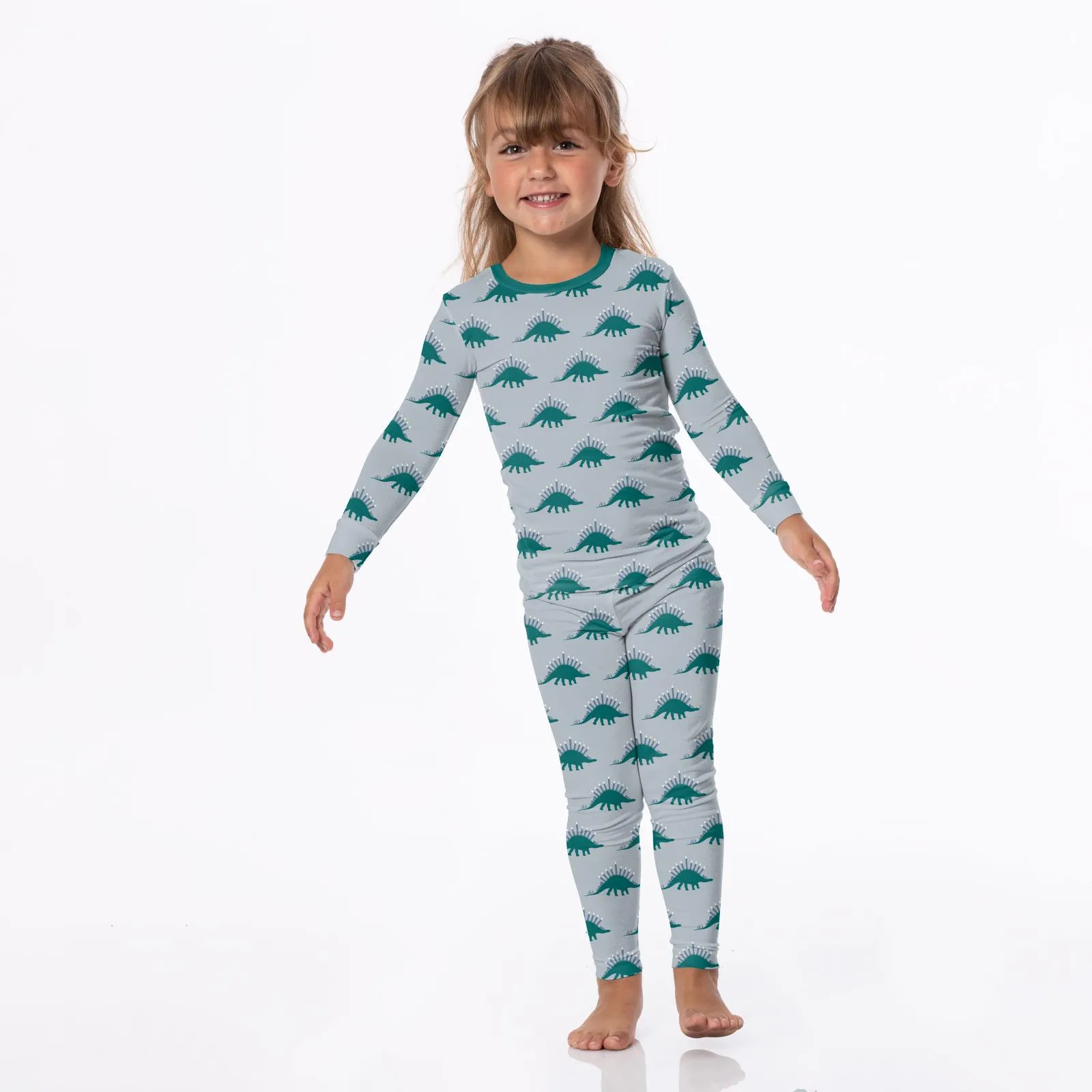 KicKee Pants Pearl Blue Menorahsaurus L/S Pajama Set