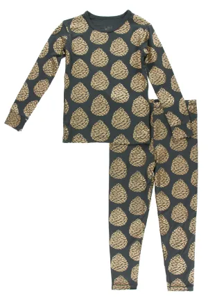 KicKee Pants Pewter Pinecones L/S Pajama Set