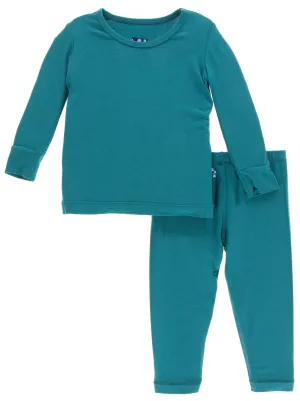 KicKee Pants Solid Seagrass L/S Pajama Set