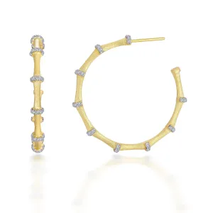 Lafonn Simulated Diamond Elegant Bamboo Hoop Earrings E0458CLT