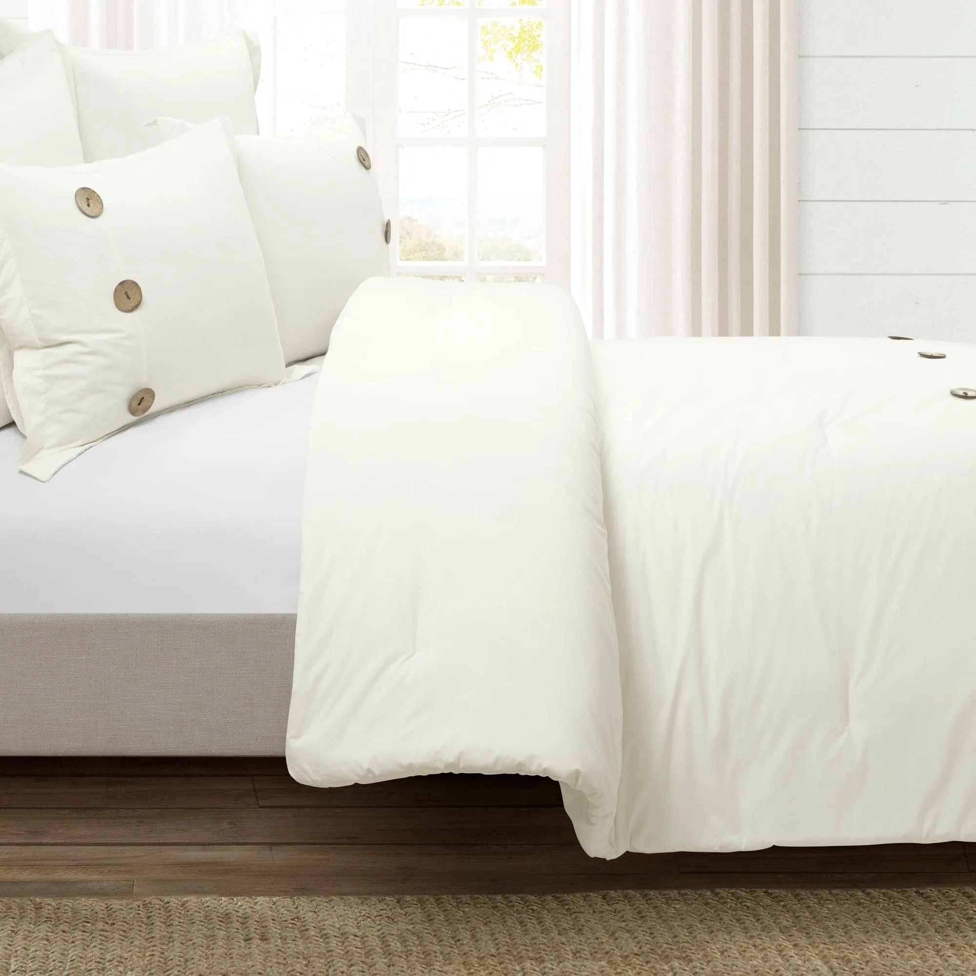 Linen Button Comforter 5 Piece Set