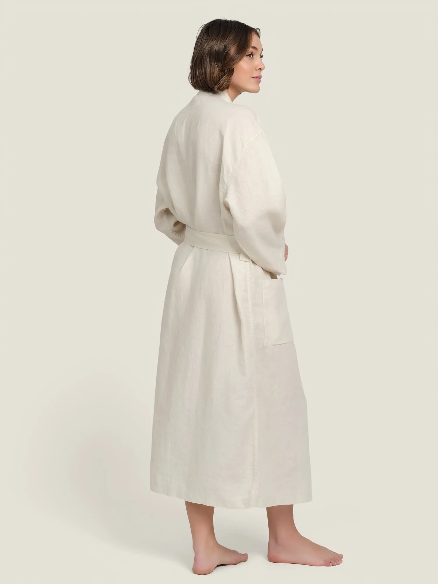 Linen Robe In Cream