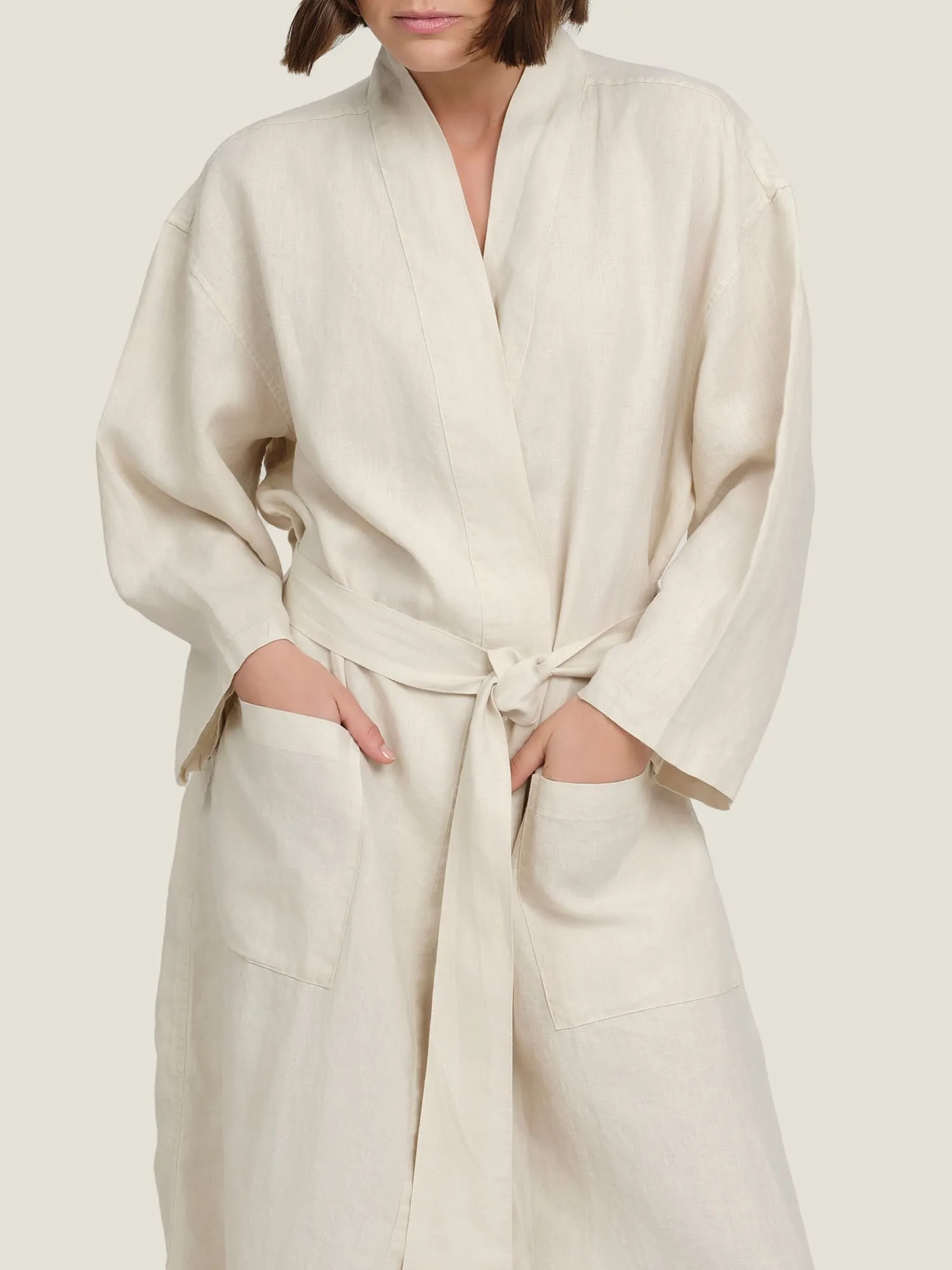 Linen Robe In Cream