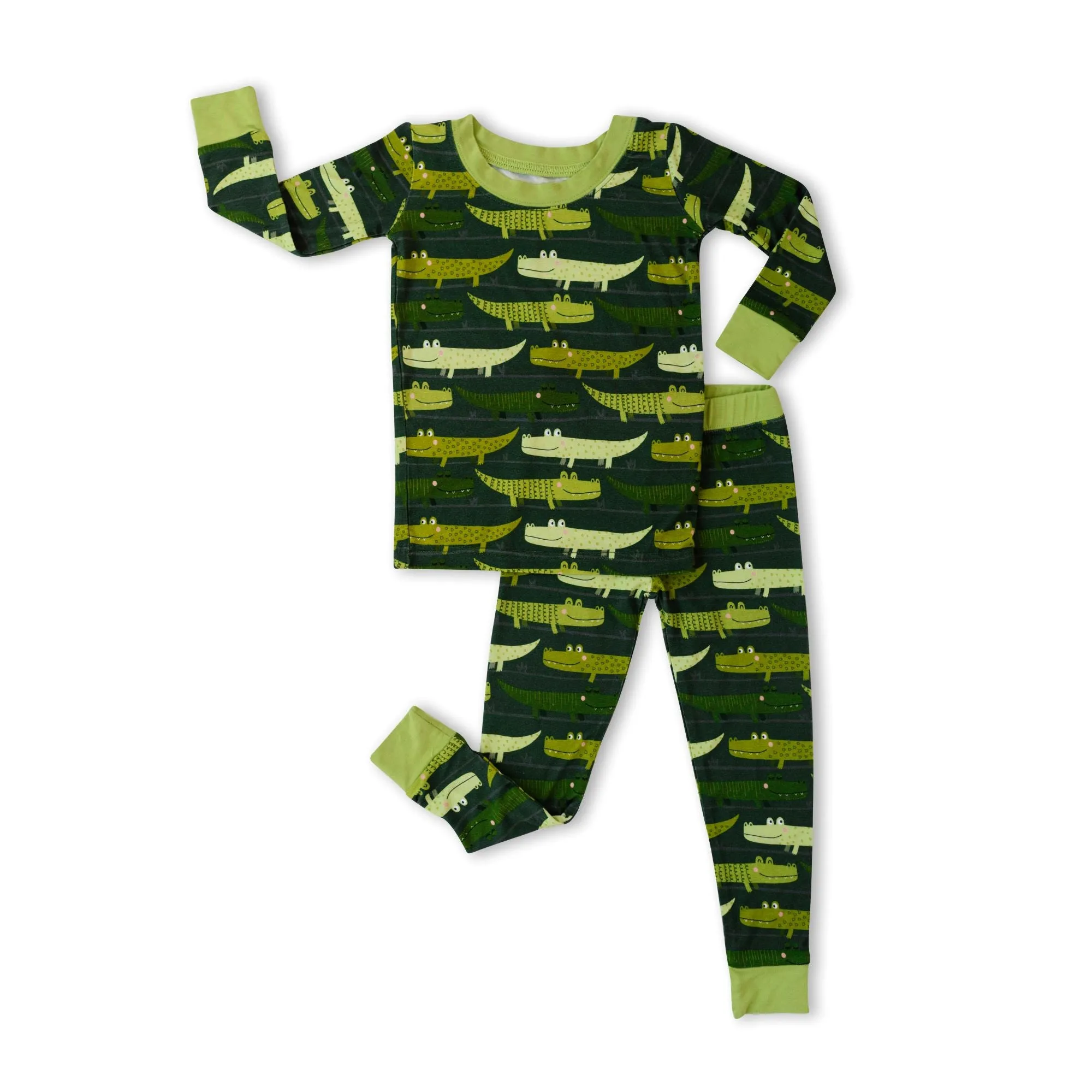 Little Sleepies Green Crocodiles Bamboo 2pc Pajama Set