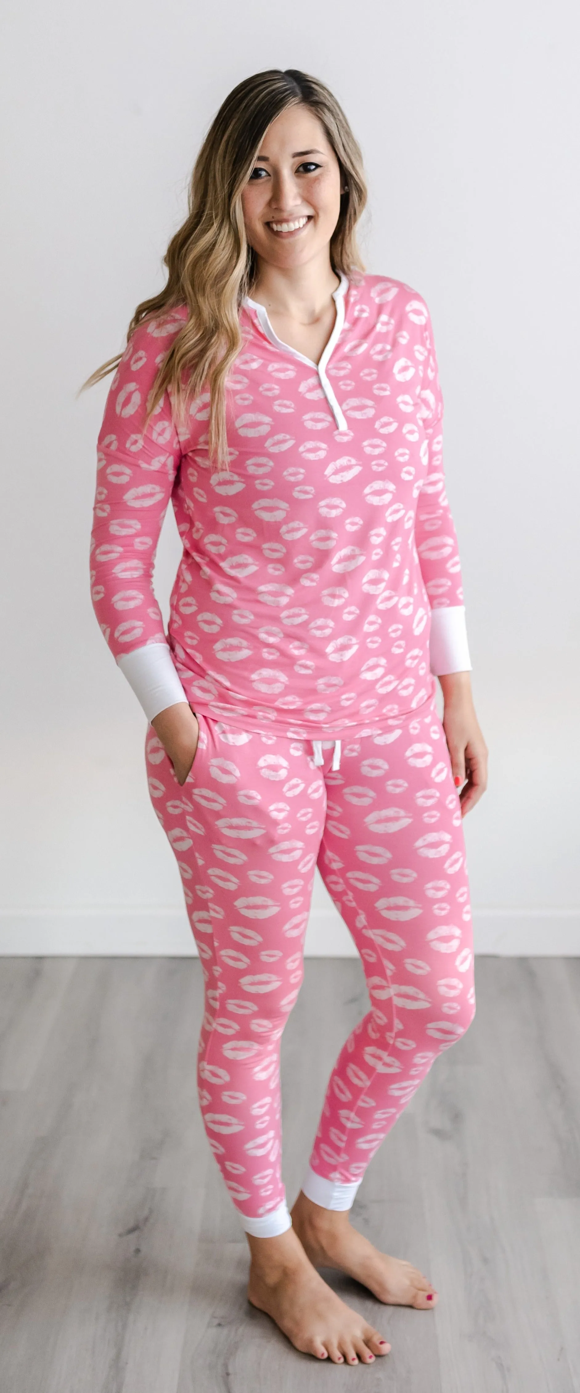 Little Sleepies Pink Kisses Two-Piece Women's Bamboo Pajama Set