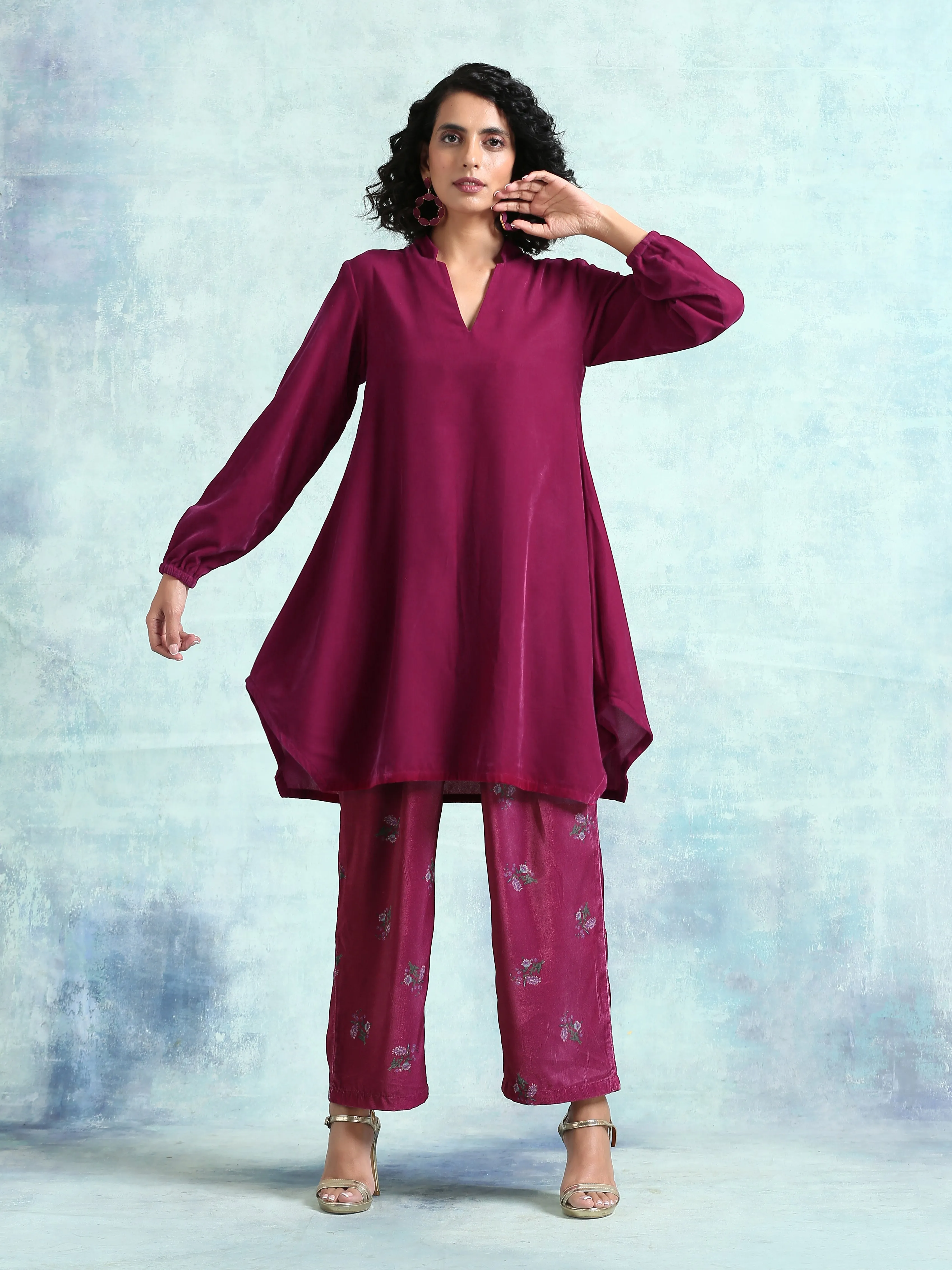 Magenta Velvet Co-Ord Set