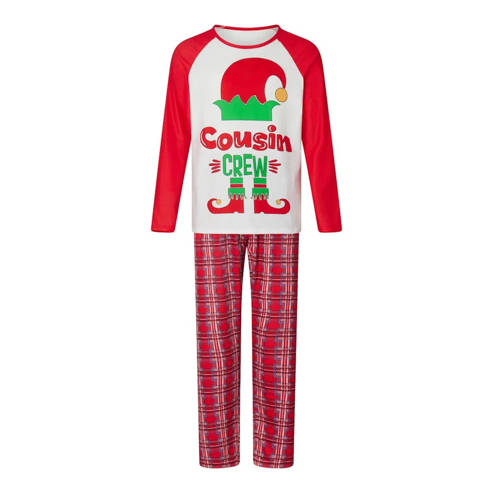 Matching Family Cousin Crew Pajamas Sets Plaid Elf Sleepwear Christmas