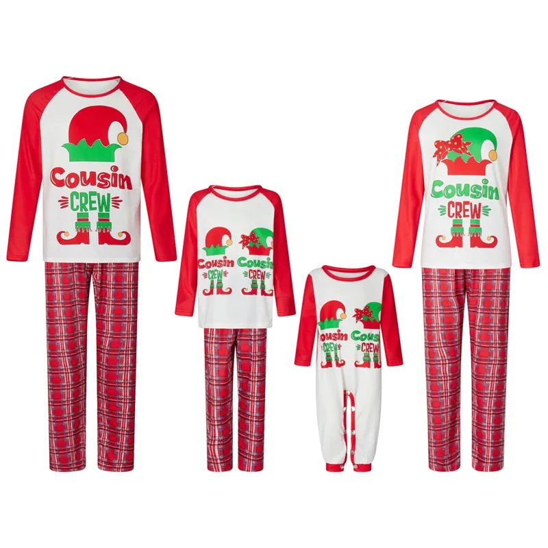 Matching Family Cousin Crew Pajamas Sets Plaid Elf Sleepwear Christmas