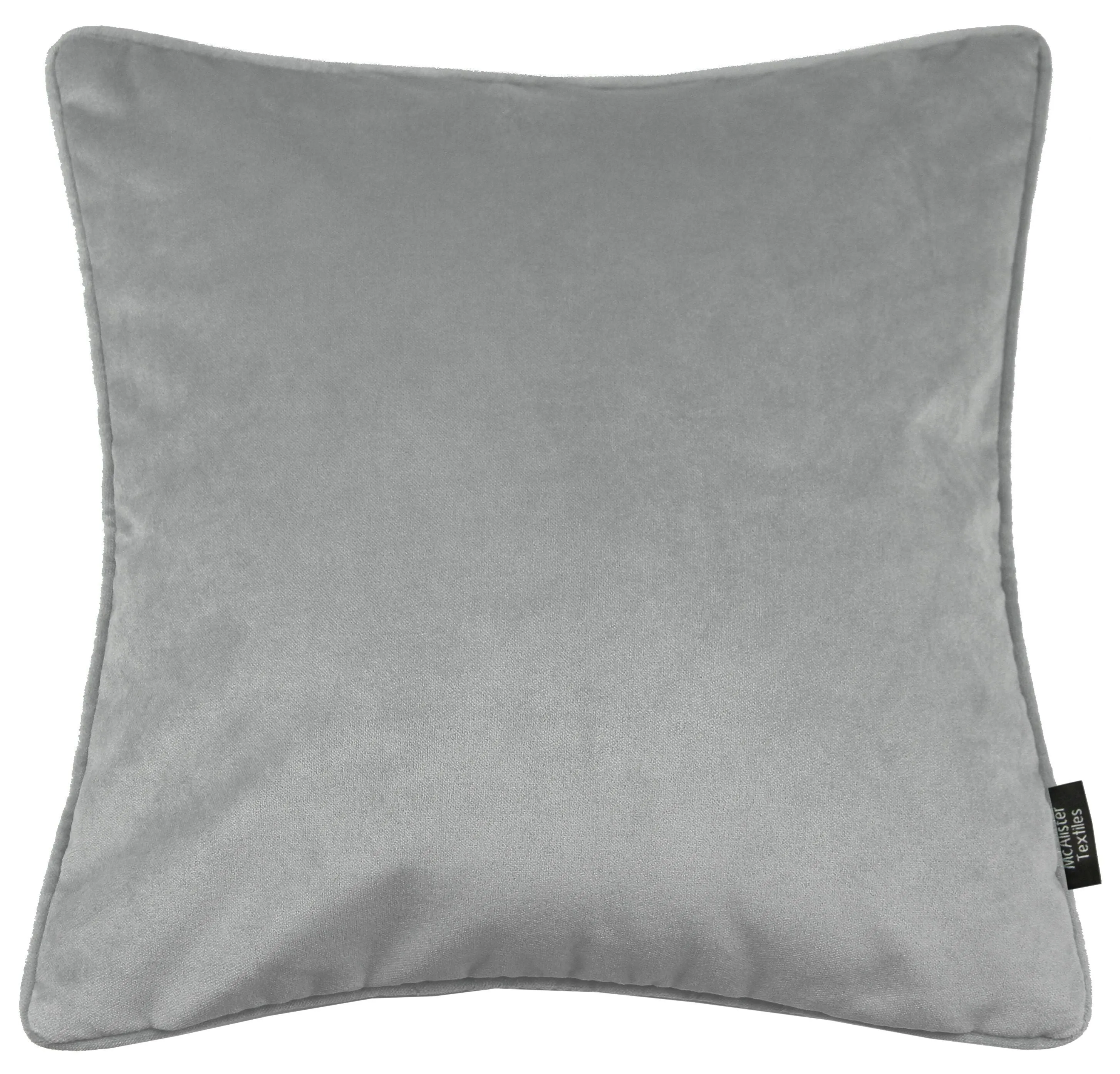 Matt Dove Grey Velvet 43cm x 43cm Piped Cushion Sets