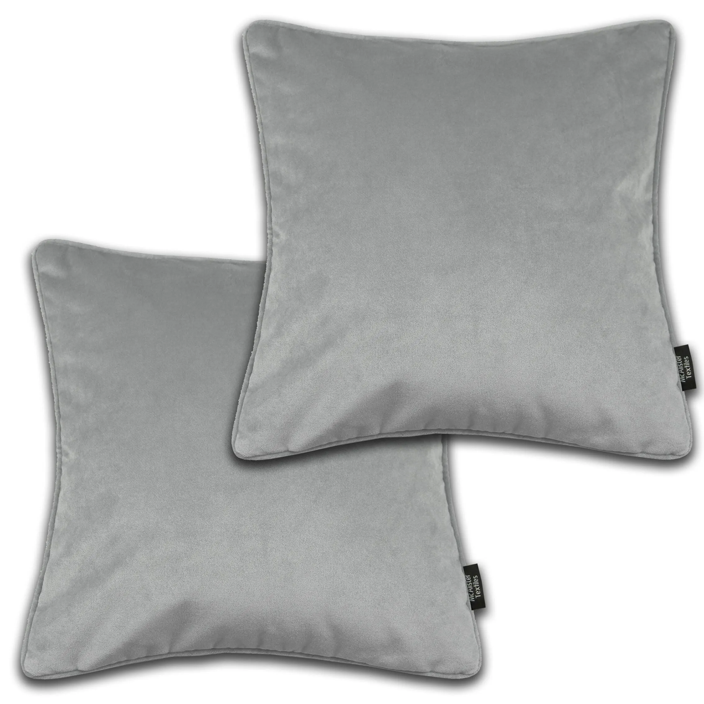 Matt Dove Grey Velvet 43cm x 43cm Piped Cushion Sets