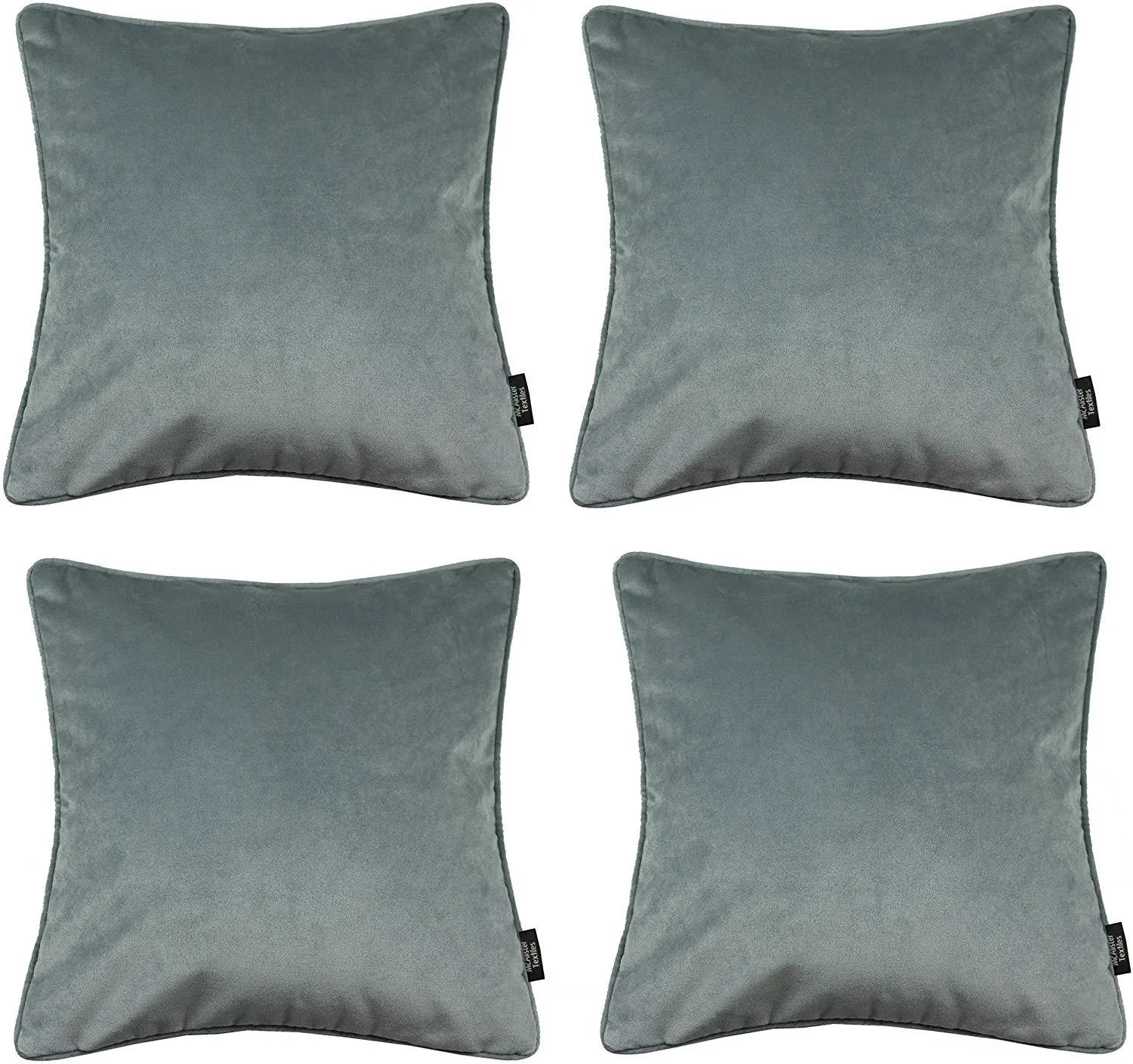 Matt Dove Grey Velvet 43cm x 43cm Piped Cushion Sets