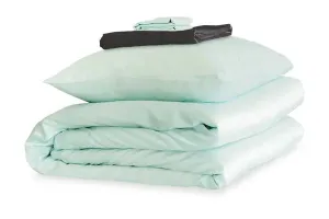 Mayfairsilk Teal Breeze and Charcoal Silk Duvet Set