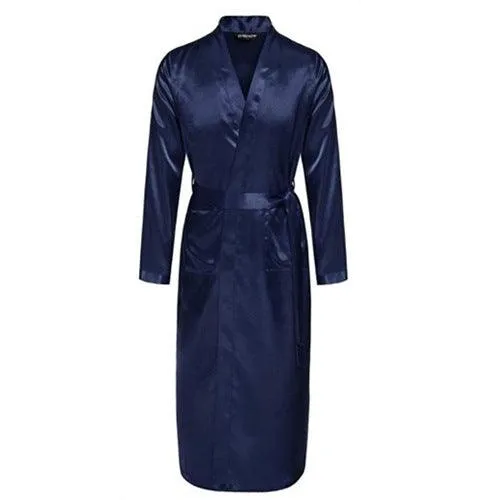 Men's Satin Rayon Robe Gown Solid Color Kimono