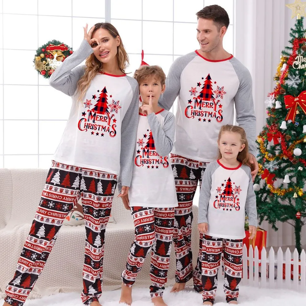 Merry Christmas Tree Christmas Pajama Family Matching Set Baby Mother Daughter Pajamas Flame Resistant