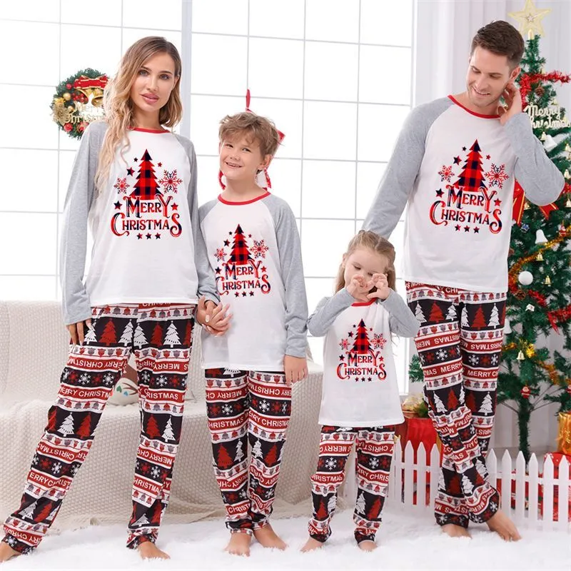 Merry Christmas Tree Christmas Pajama Family Matching Set Baby Mother Daughter Pajamas Flame Resistant