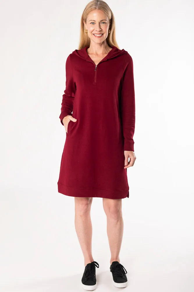 Mina Bamboo Hoodie Dress - Cranberry