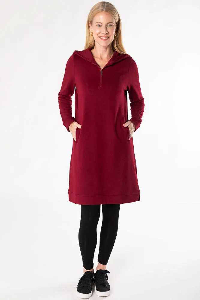 Mina Bamboo Hoodie Dress - Cranberry