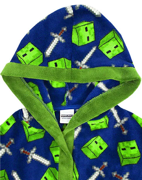 Minecraft All Over Zombie Sword Boys Bathrobe Kids Dressing Gown