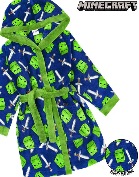 Minecraft All Over Zombie Sword Boys Bathrobe Kids Dressing Gown