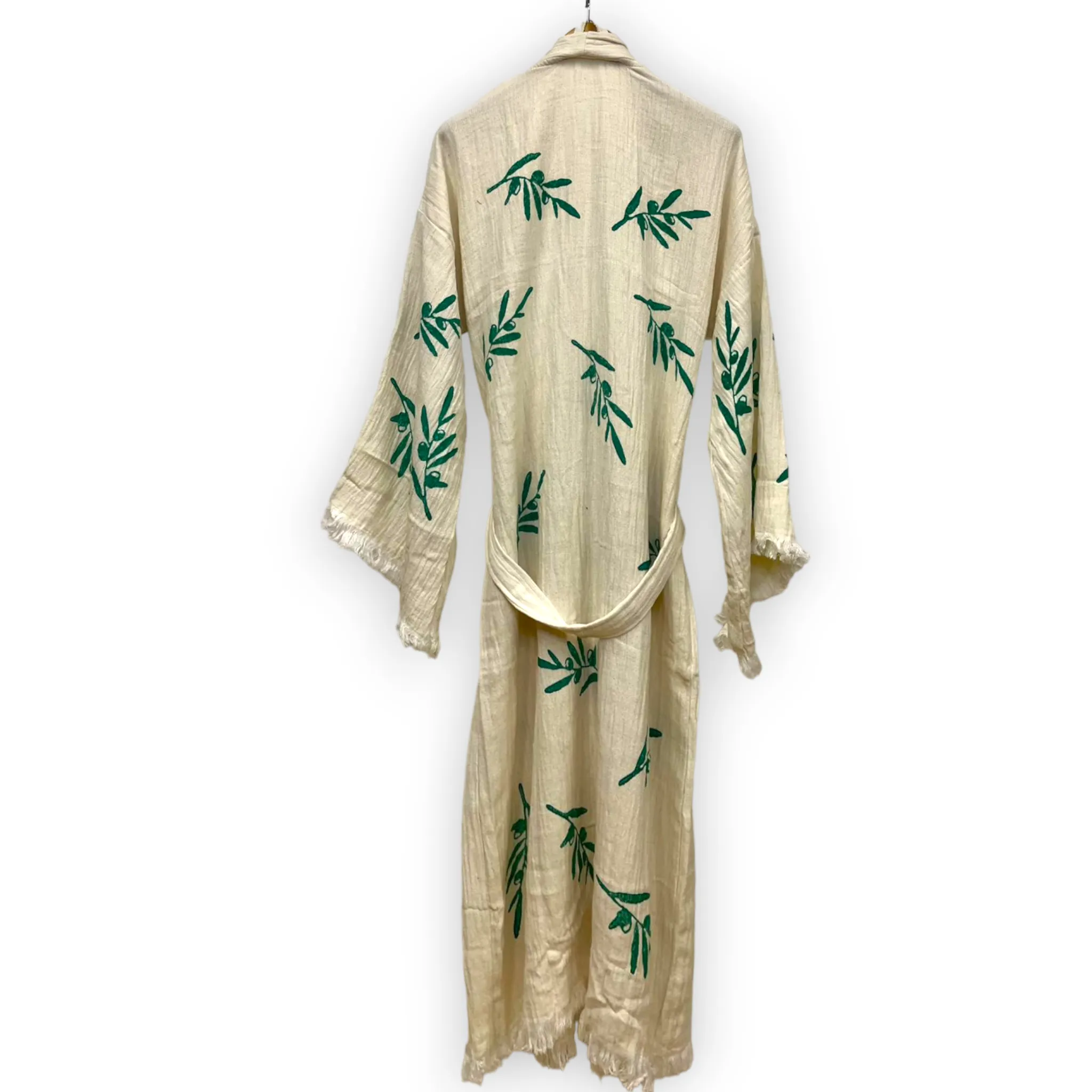 Olive Branch Turkish Towel Kimono Kaftan Bathrobe