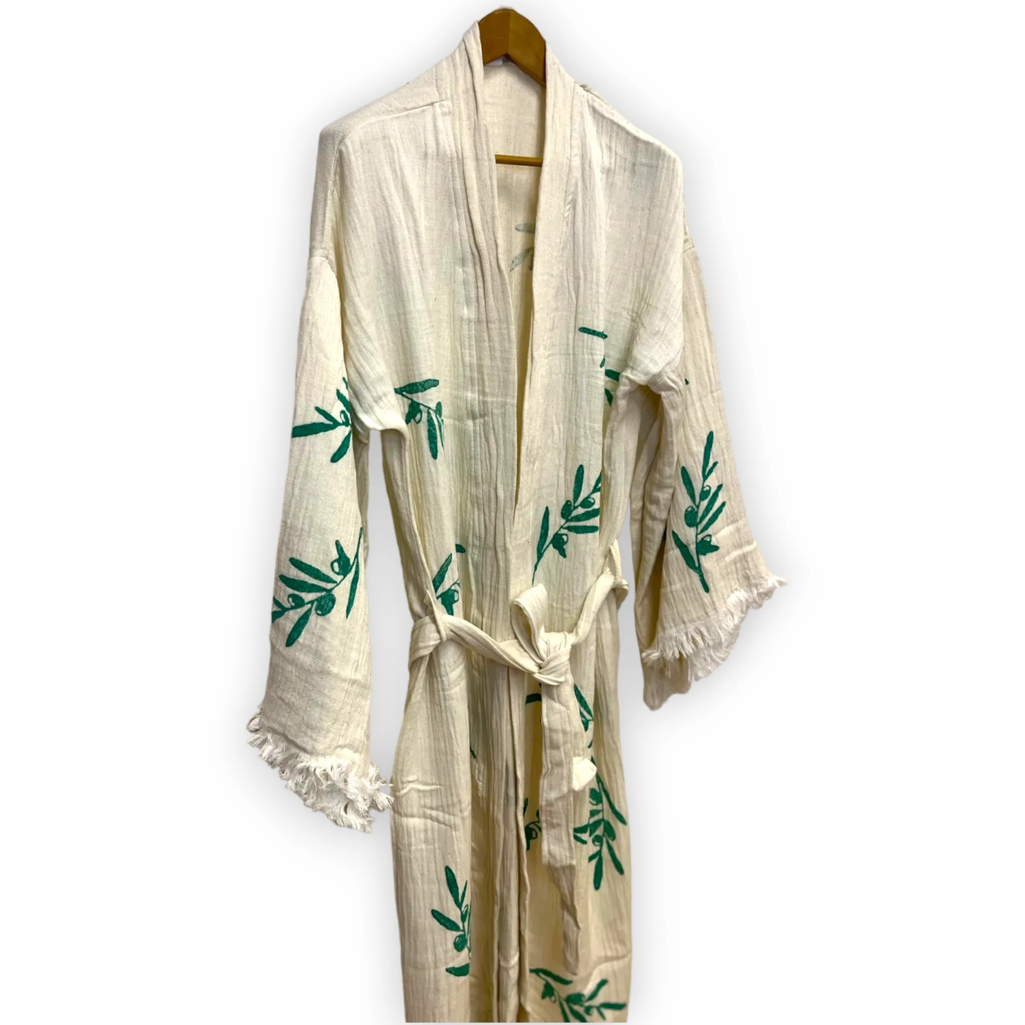 Olive Branch Turkish Towel Kimono Kaftan Bathrobe