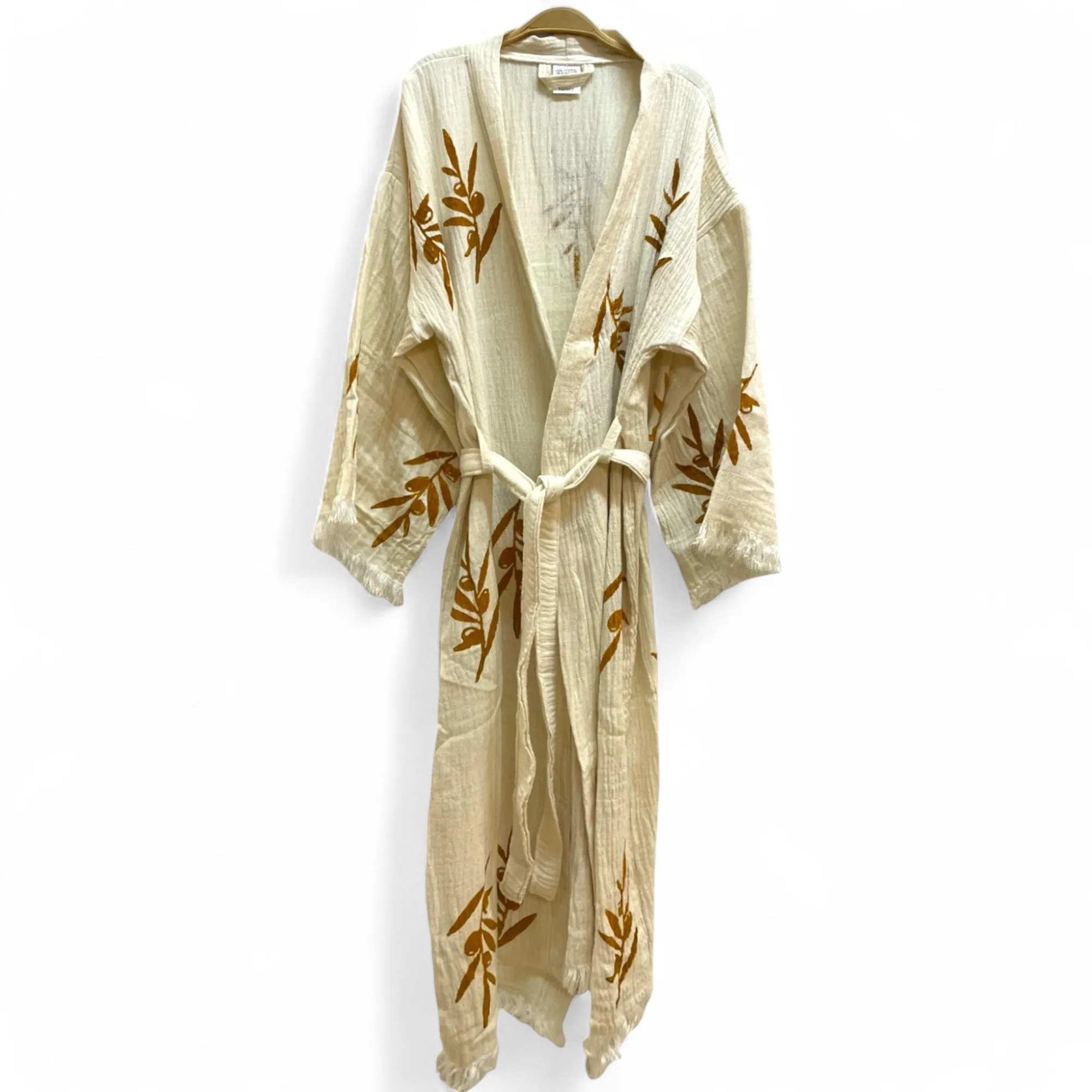 Olive Branch Turkish Towel Kimono Kaftan Bathrobe