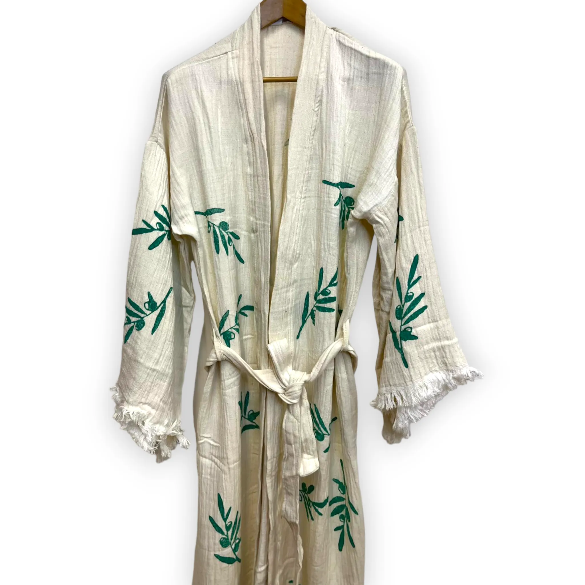 Olive Branch Turkish Towel Kimono Kaftan Bathrobe