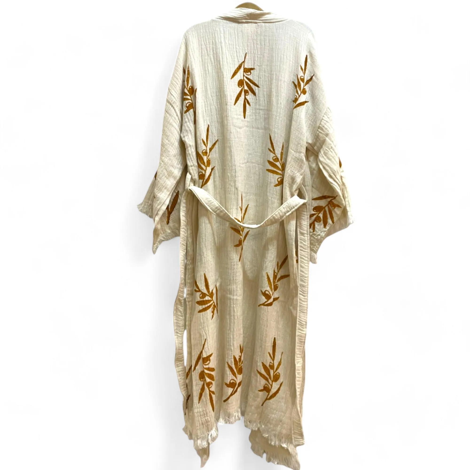 Olive Branch Turkish Towel Kimono Kaftan Bathrobe