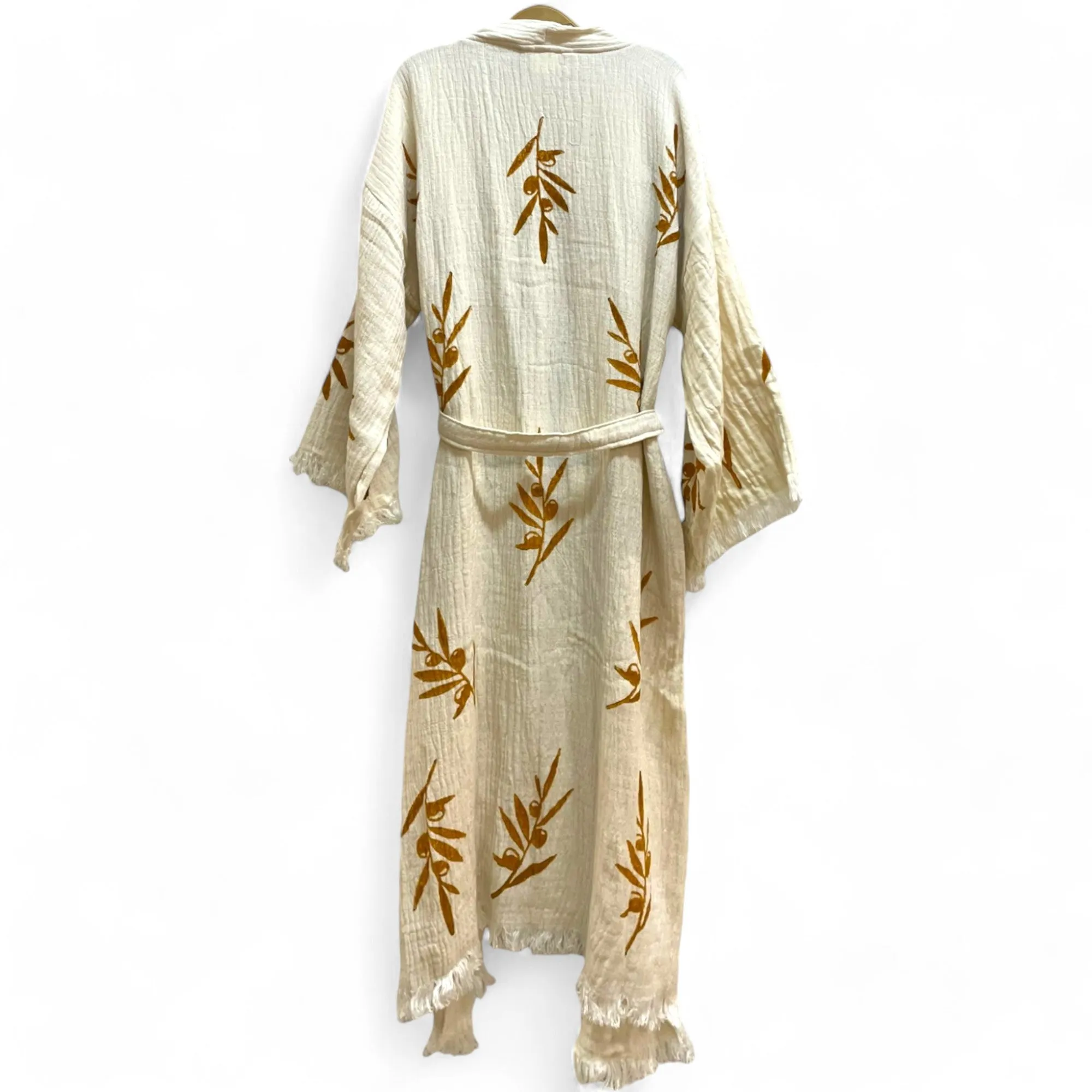 Olive Branch Turkish Towel Kimono Kaftan Bathrobe