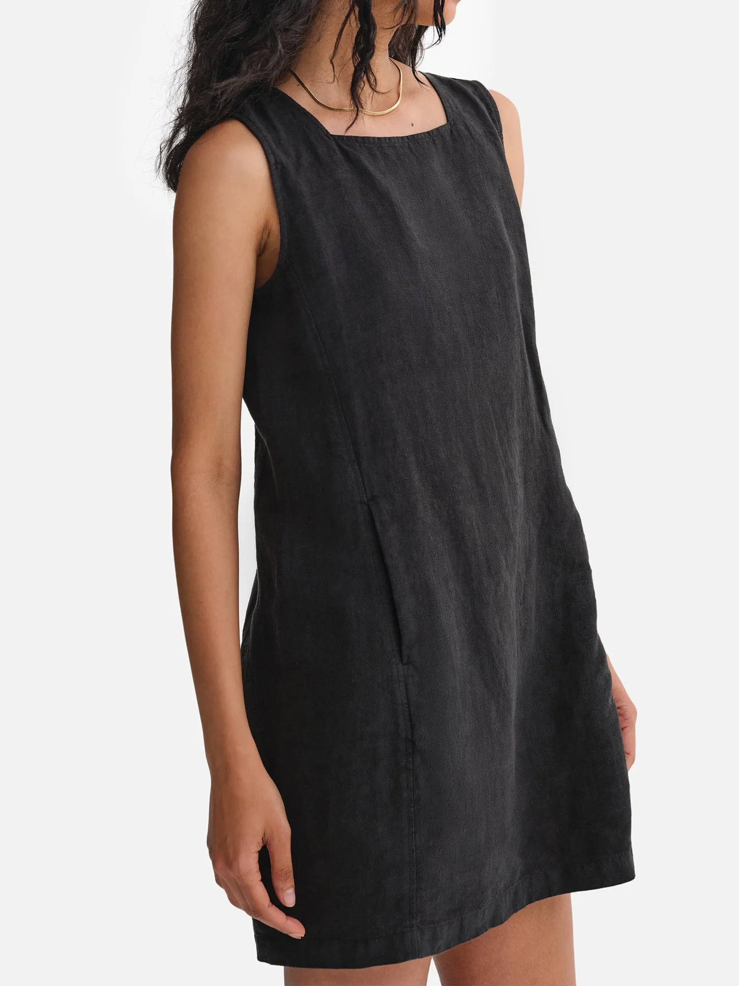 Organic Linen Square Neck Mini Dress