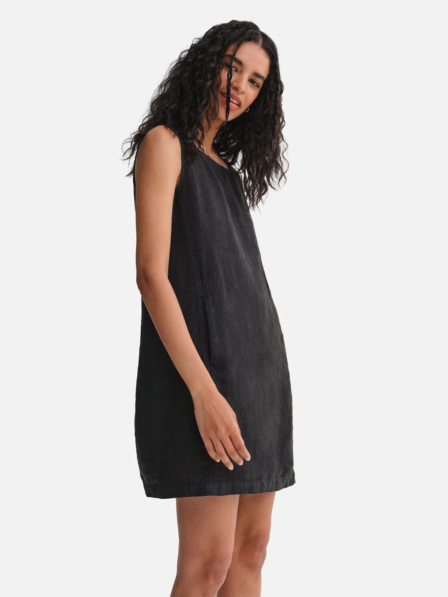 Organic Linen Square Neck Mini Dress