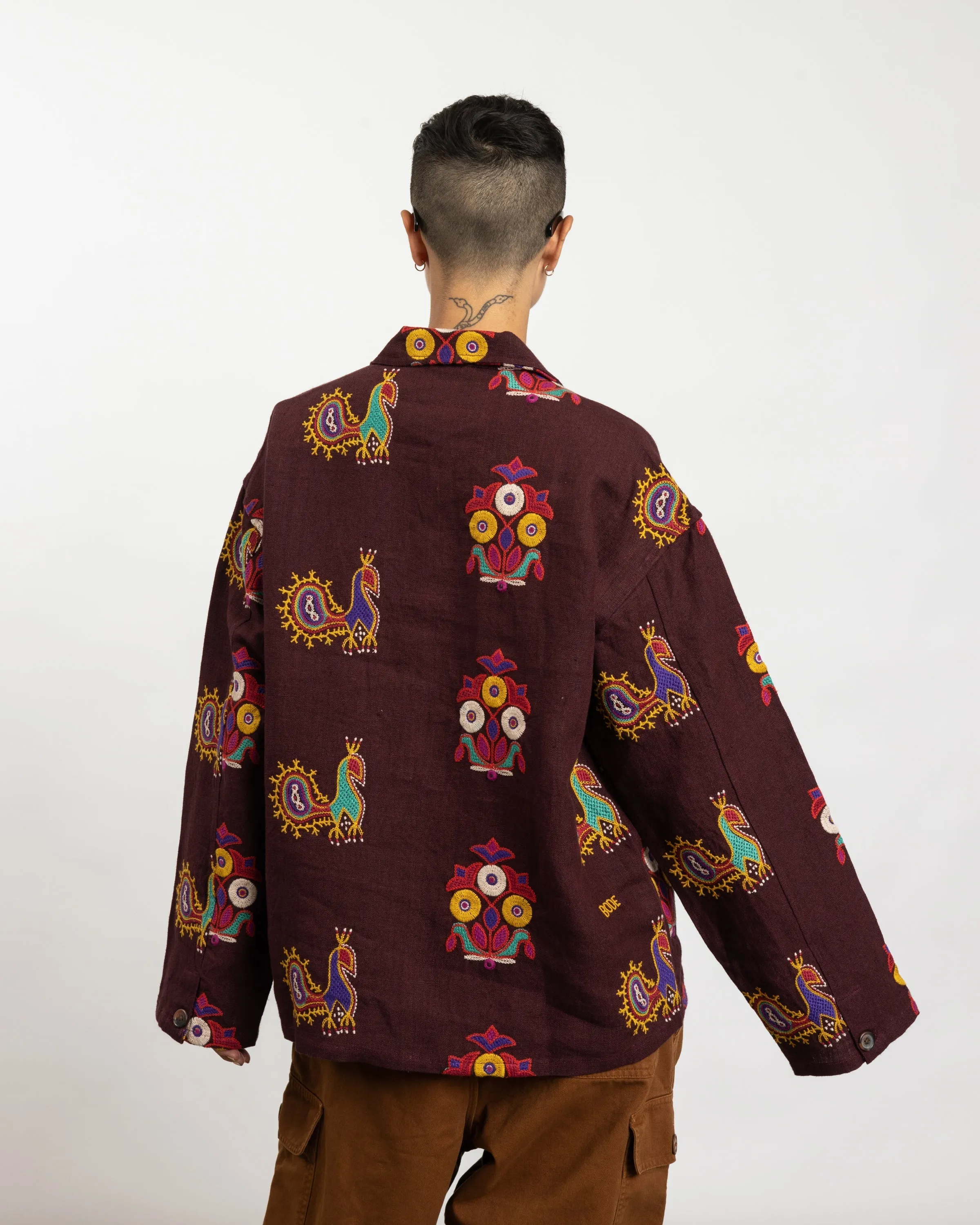 Peacock Pullover in Maroon/Multi