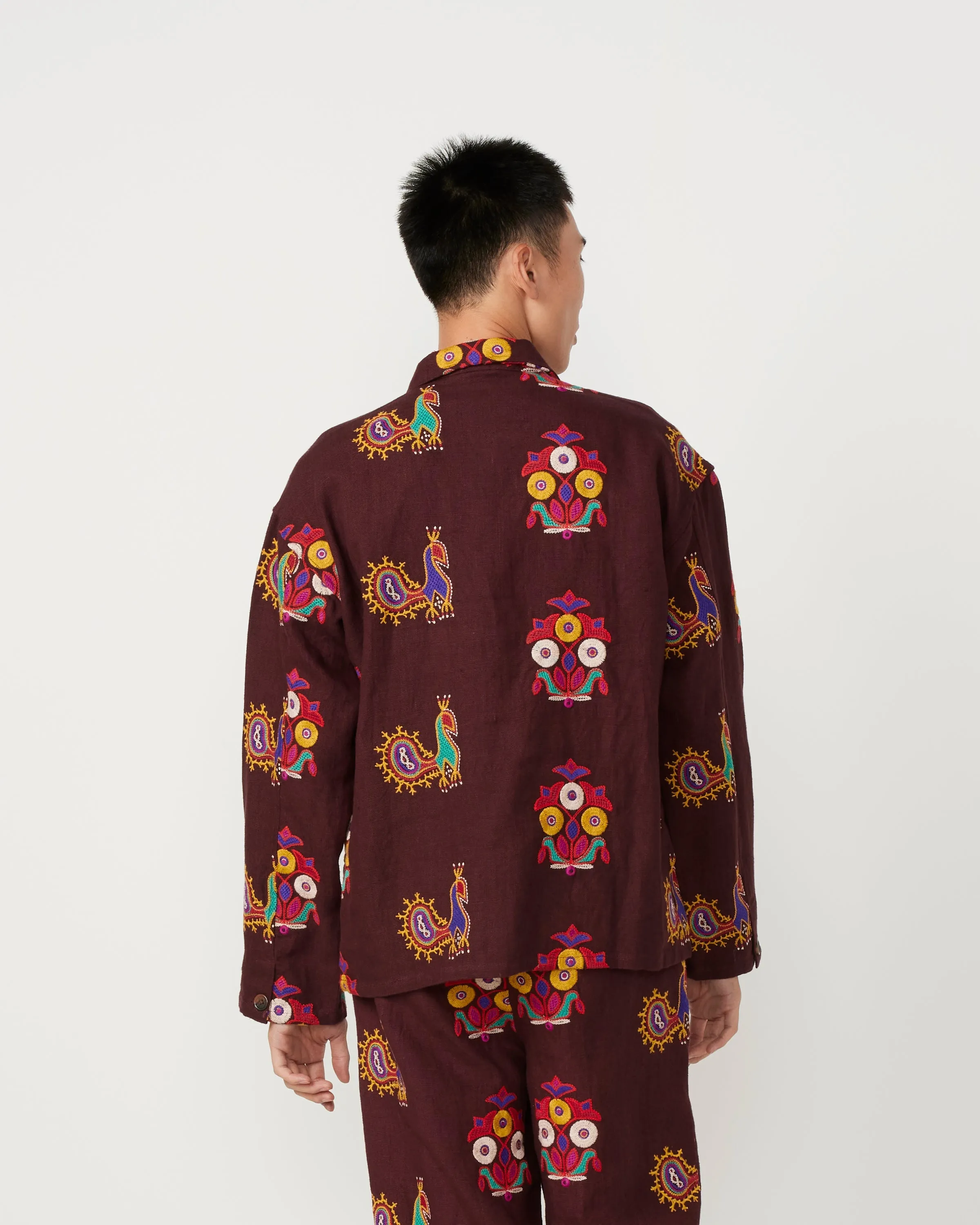 Peacock Pullover in Maroon/Multi