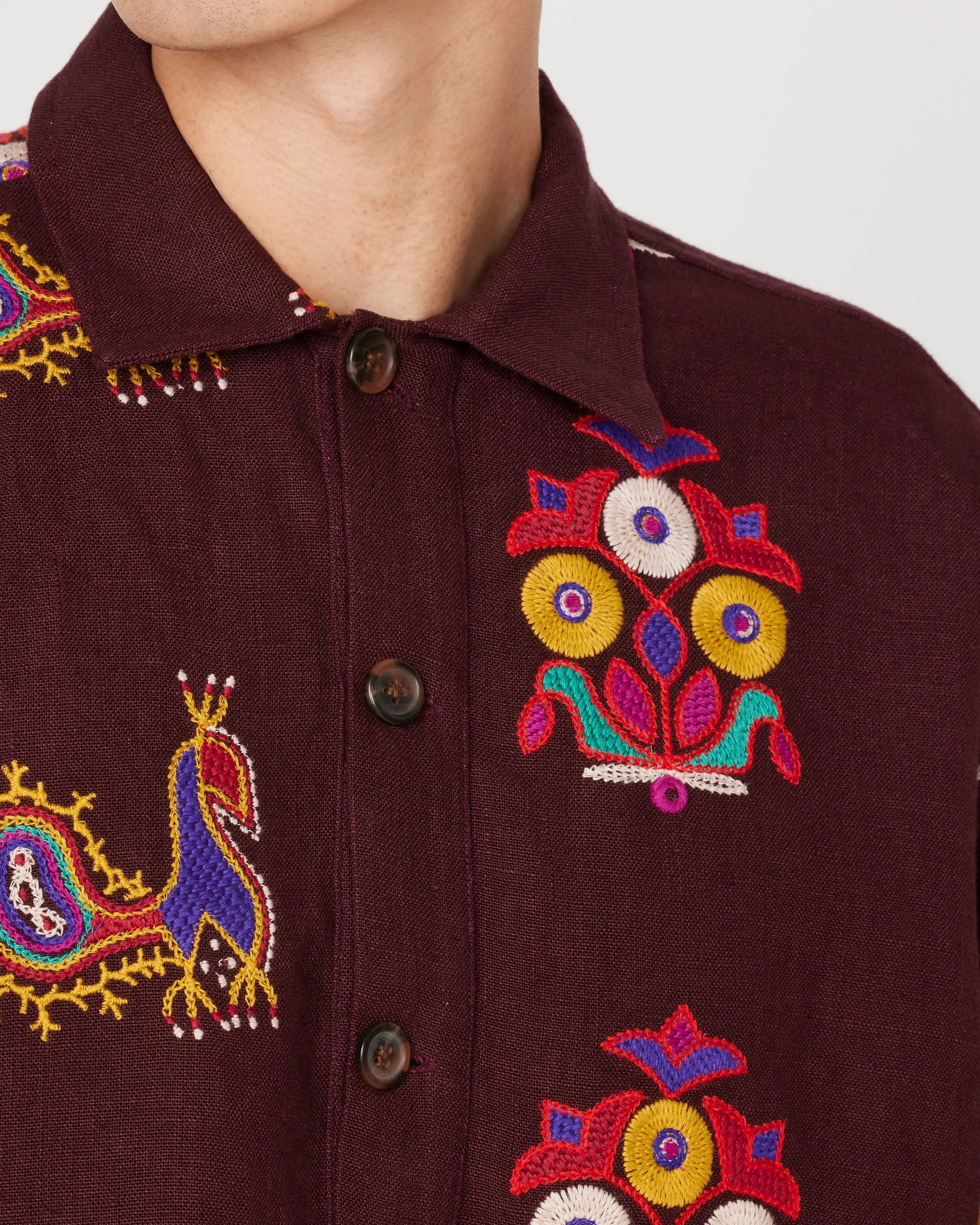 Peacock Pullover in Maroon/Multi