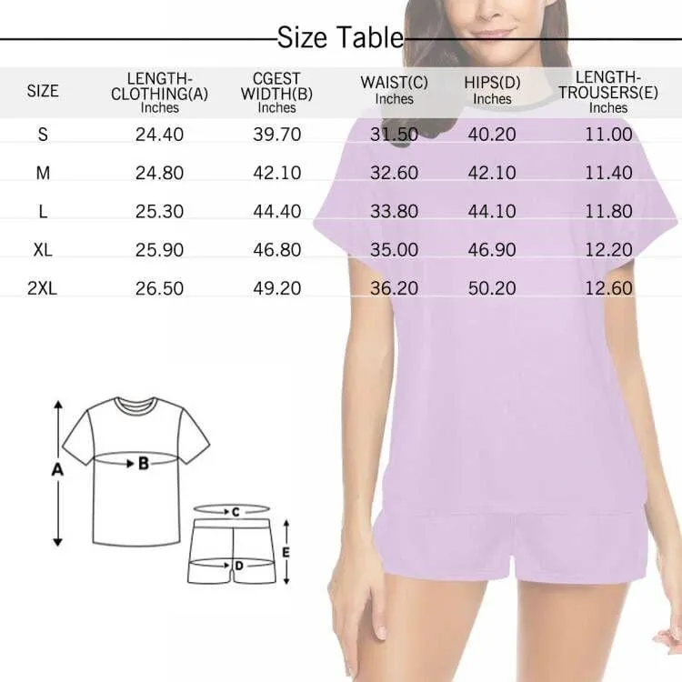 Personalized Pajamas with Photo Sleepwear Custom Seamless Face Pajamas Women's Short Sleeve Pajama Set