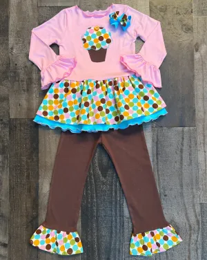 Polka Dot Cupcake Outfit & Hair Bow