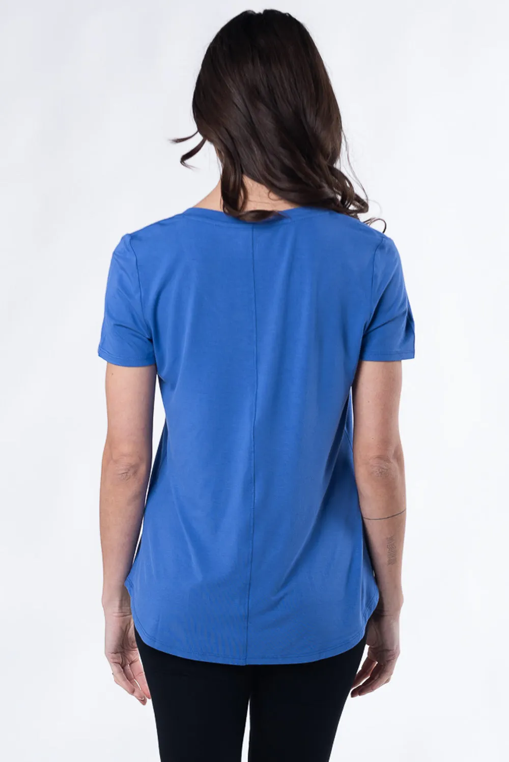 Rylie V-Neck Bamboo Tee - Ocean Blue