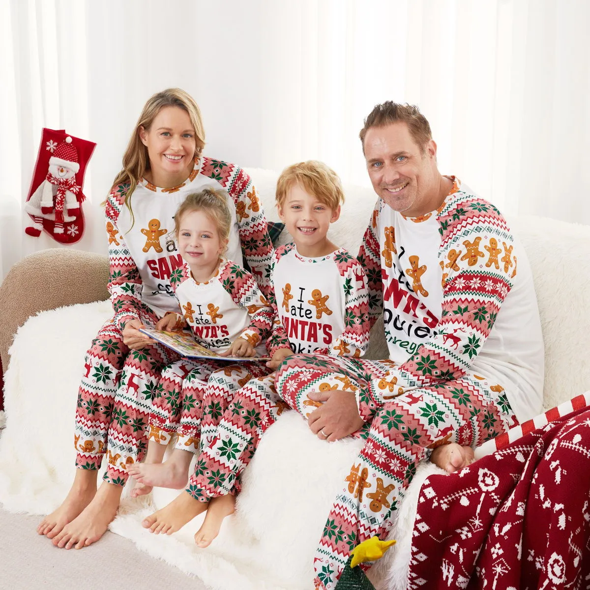 Santa's Cookies Gingerbread Family Pajamas Christmas