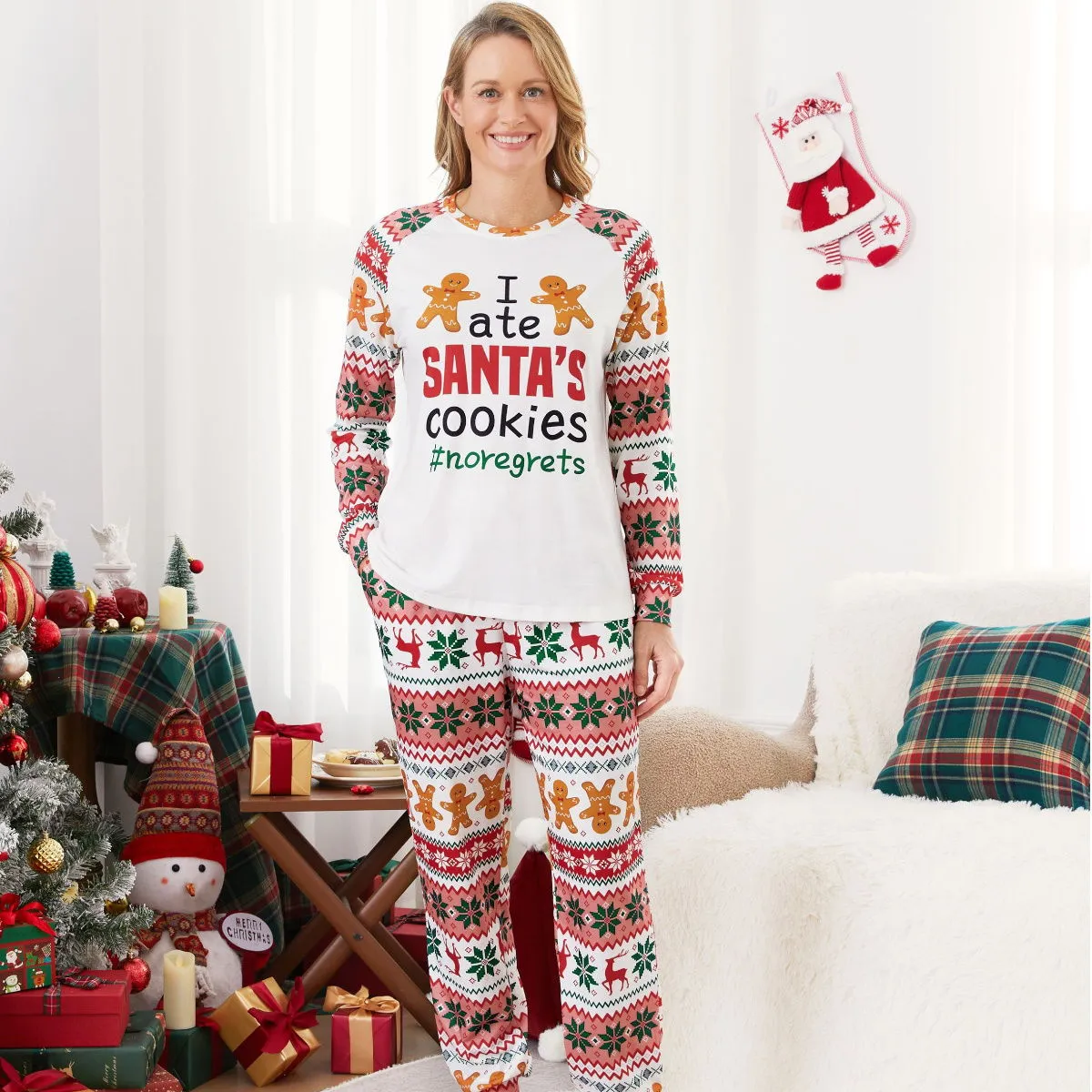 Santa's Cookies Gingerbread Family Pajamas Christmas