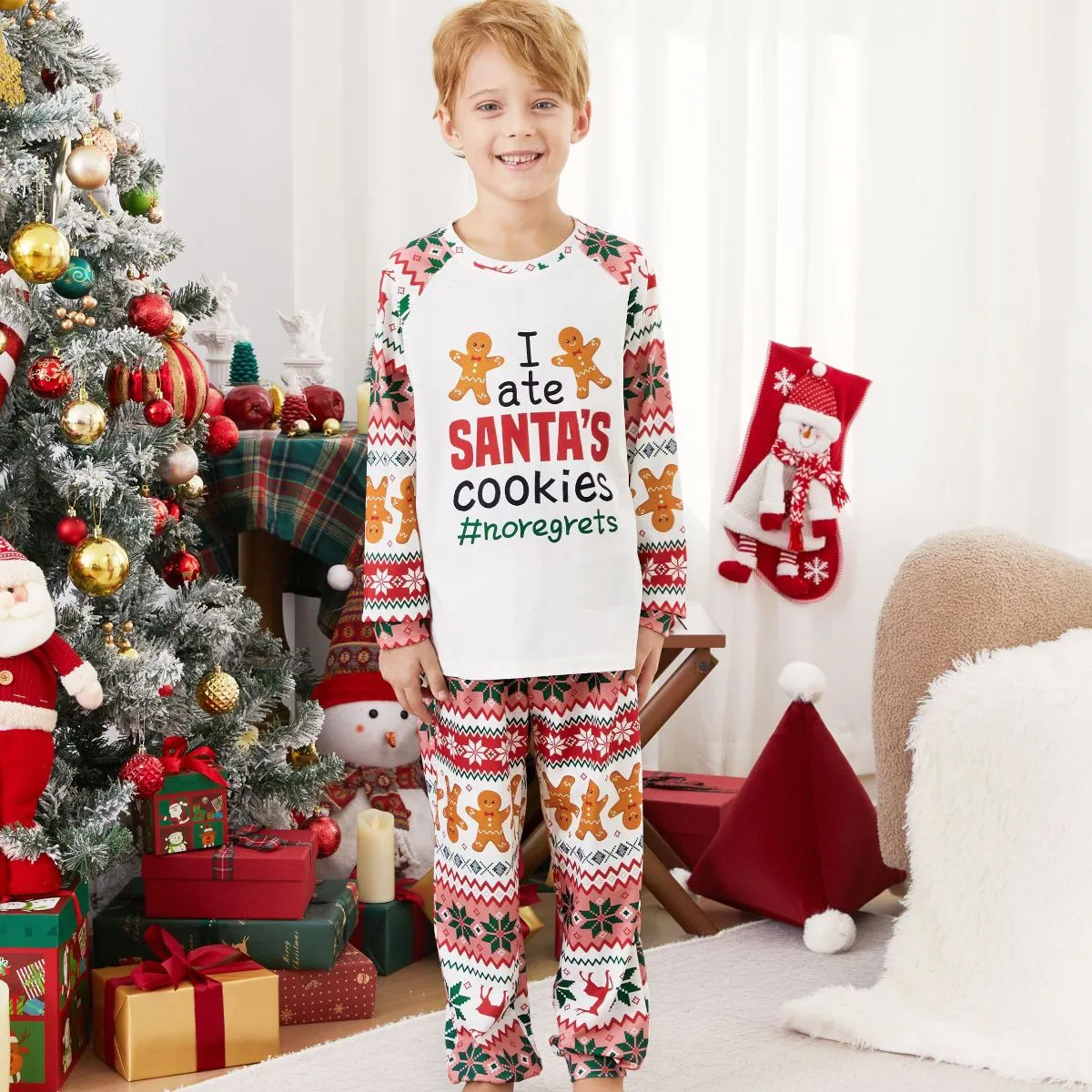 Santa's Cookies Gingerbread Family Pajamas Christmas