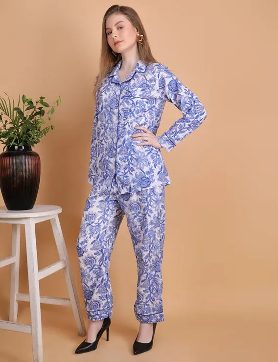 Sapphire- Hand Block Print Cotton Pyjama Set