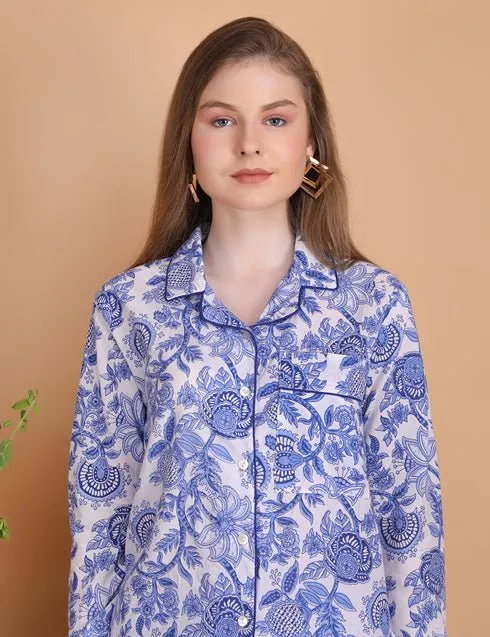 Sapphire- Hand Block Print Cotton Pyjama Set