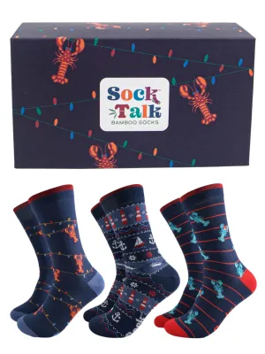 Sock Gift Box - Nautical Lobsters