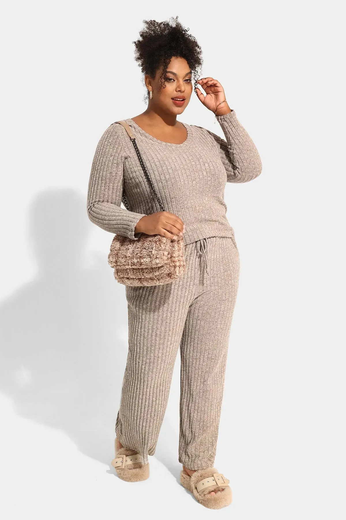 Solid Basic Velvet Lounge Pajama Set