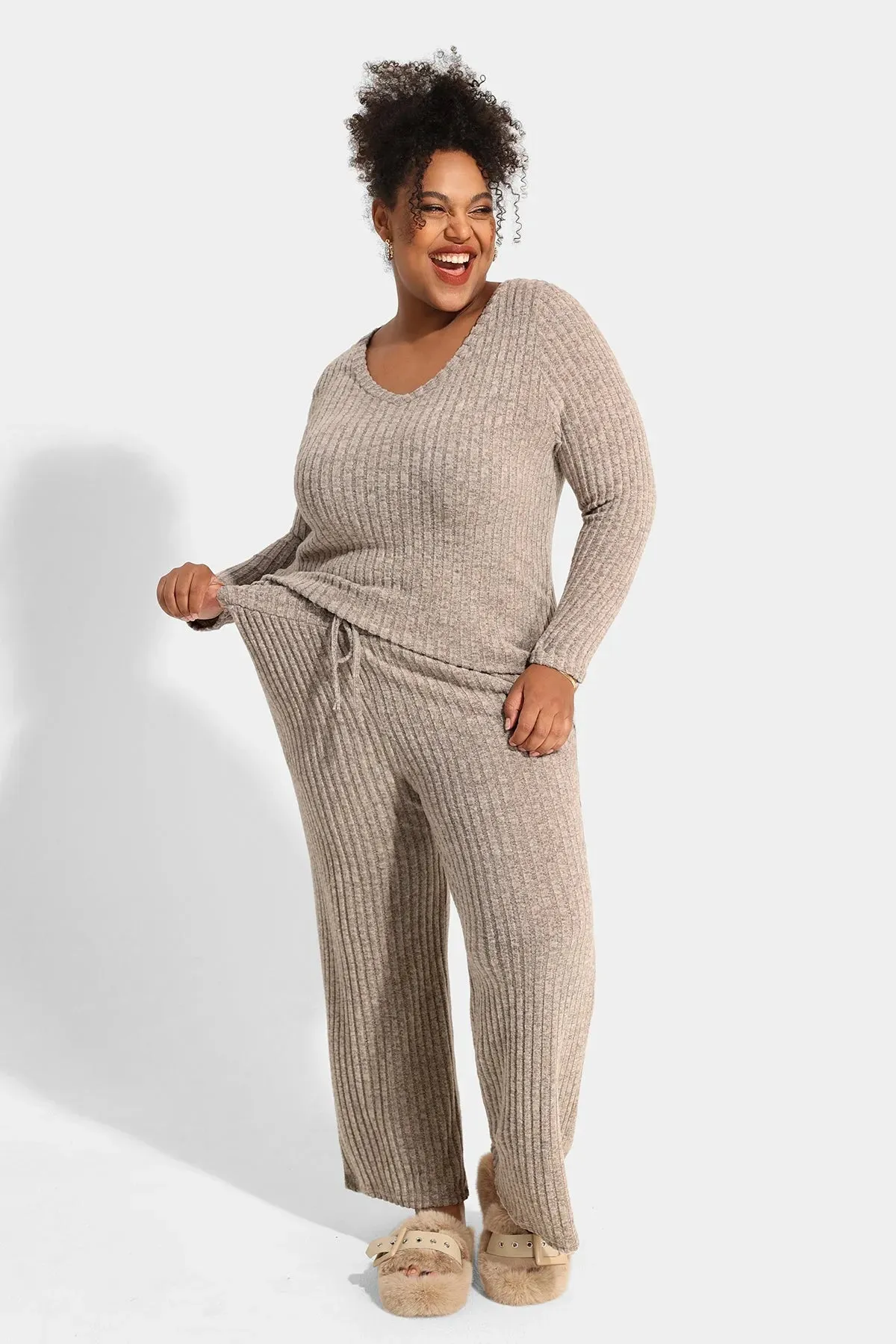 Solid Basic Velvet Lounge Pajama Set