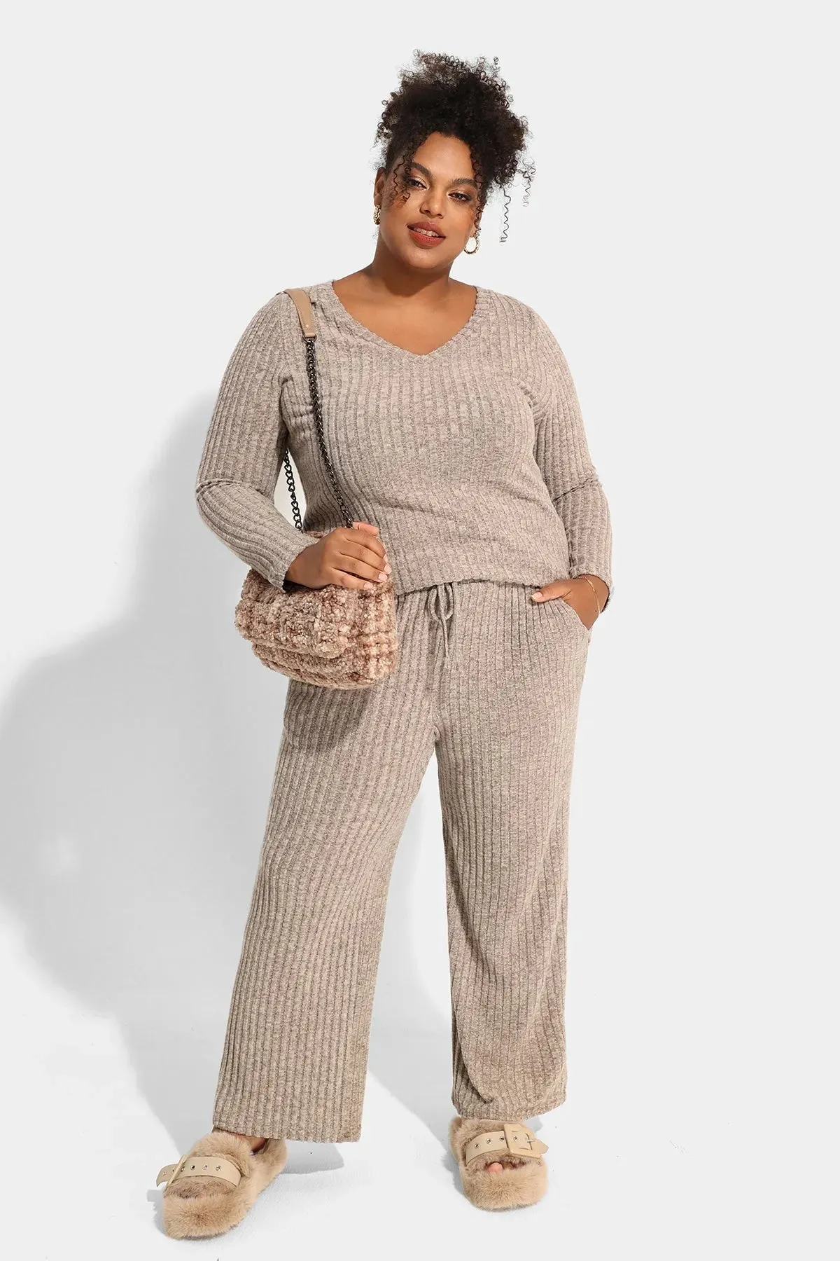 Solid Basic Velvet Lounge Pajama Set