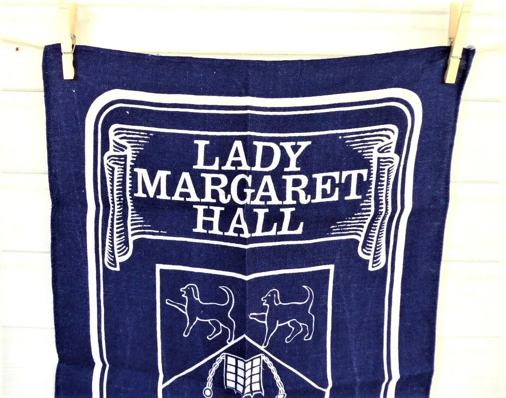 Tea Towel Oxford University Lady Margaret Hall 100 Years 1978 Linen