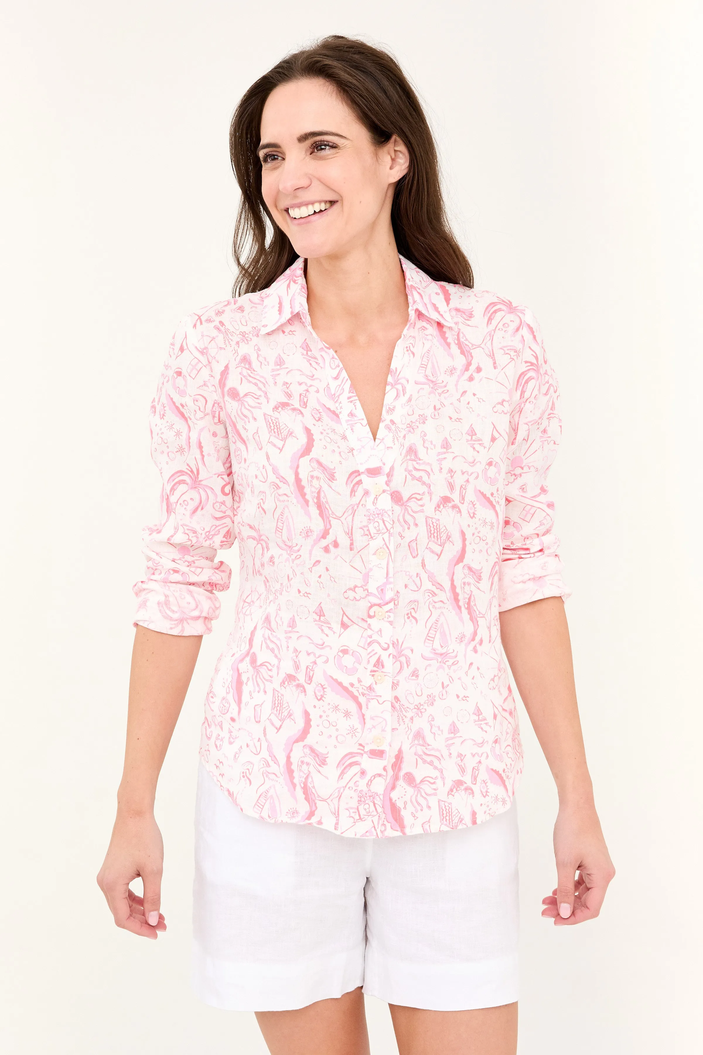 Twig Linen Shirt - Orchid Weekend