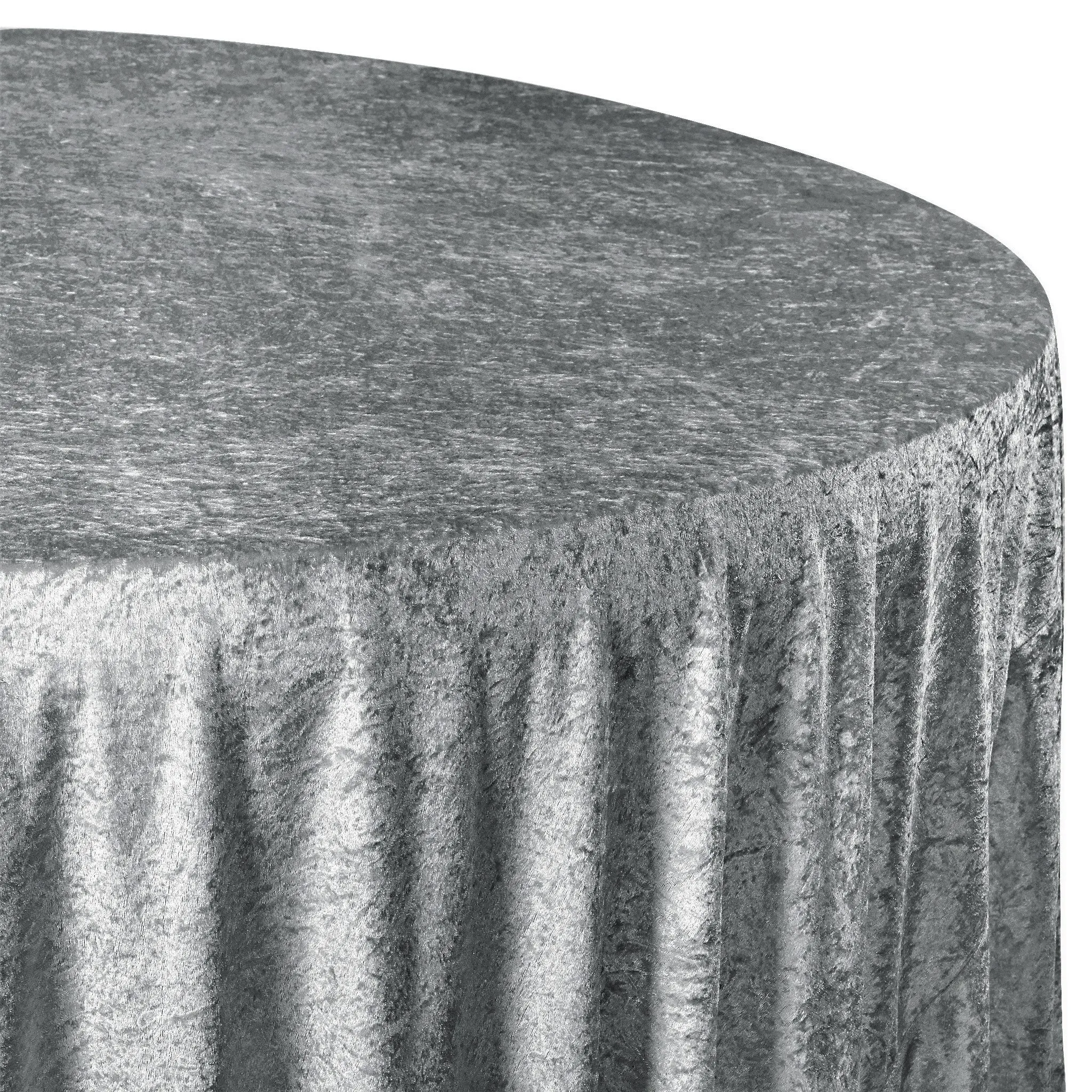 Velvet 120" Round Tablecloth - Charcoal