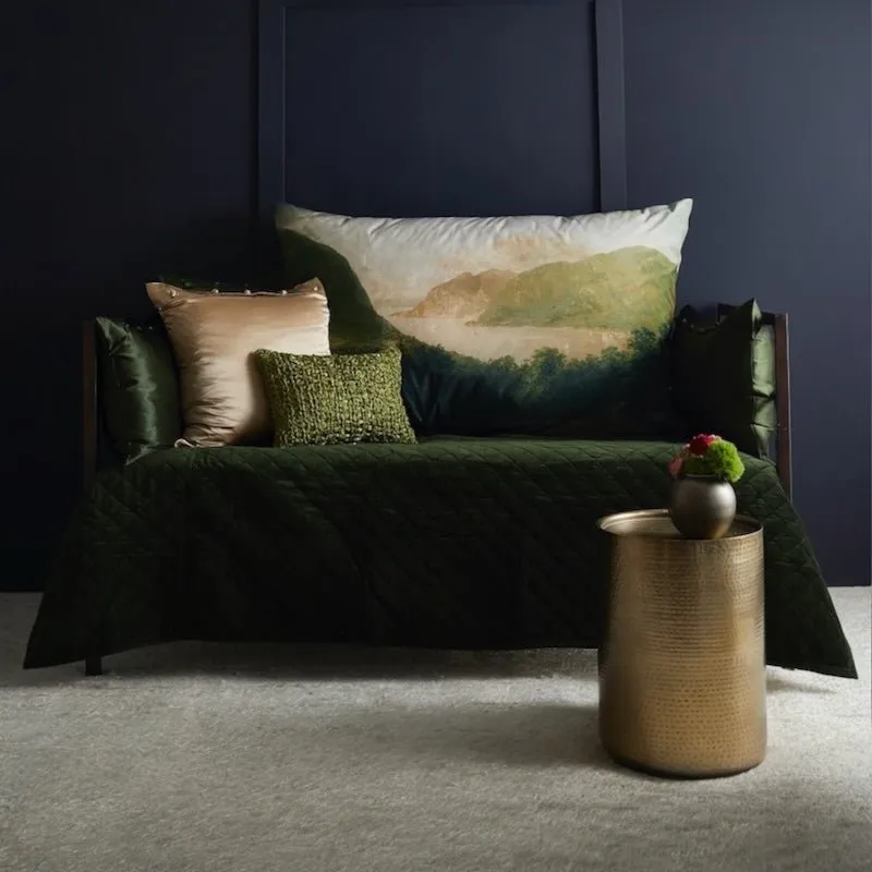 Velvet Coverlet Set in Pine Green by Ann Gish